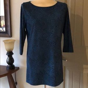 TravelSmith tunic blouse; 3/4 sleeve; Med; Blue